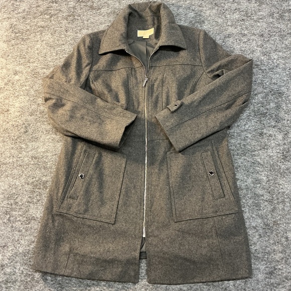 Michael Kors Jackets & Blazers - Michael Kors Wool Blend Women’s Luxurious Gray Zip Up Pea Coat Size XL